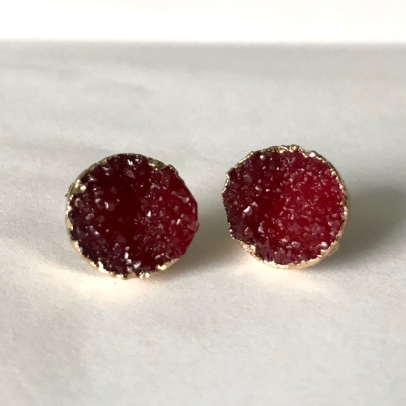 Indie Boho Druzy Jade Green Crystal Quartz Earring - Picture 7 of 8